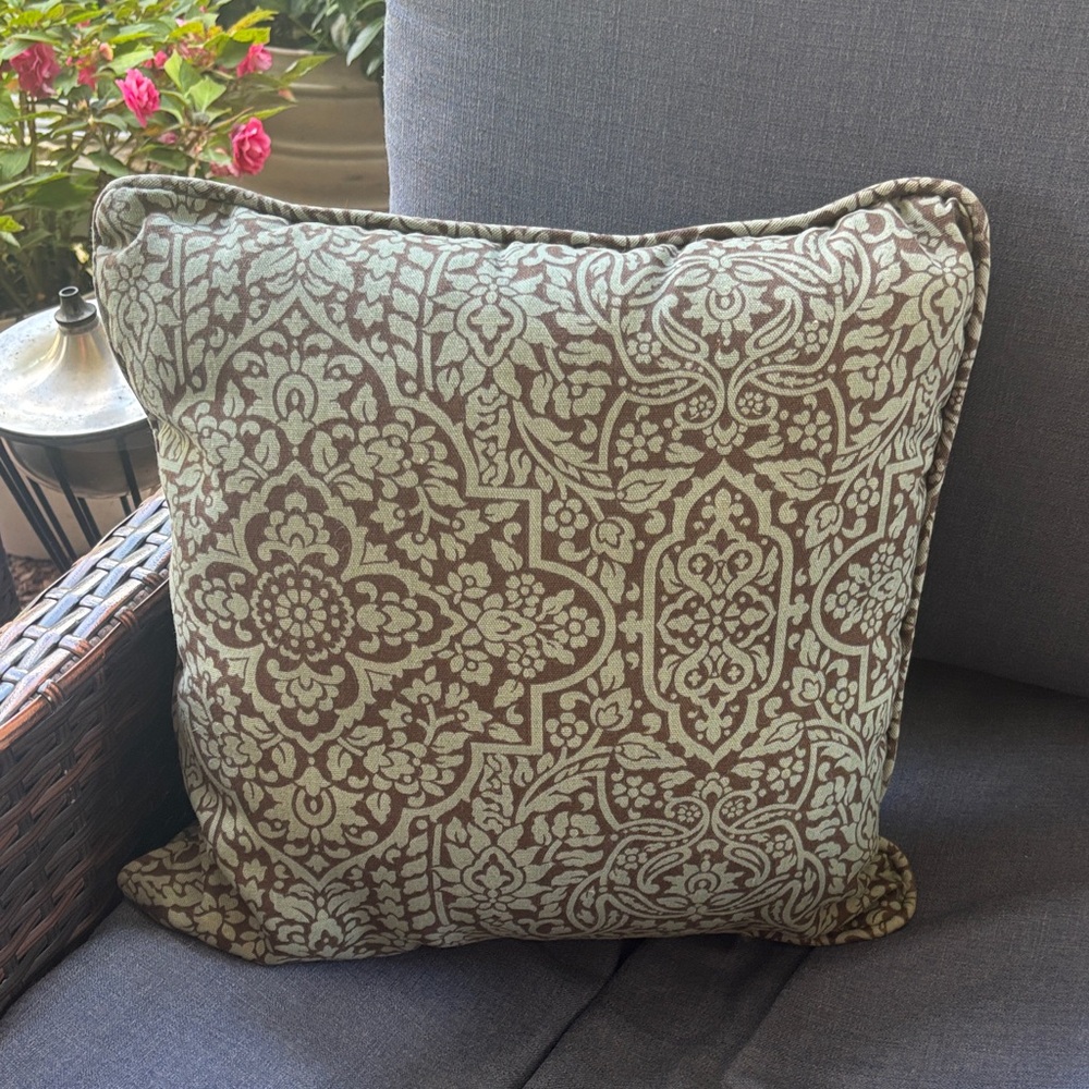 Teal and brown outdoor pillow (3available)